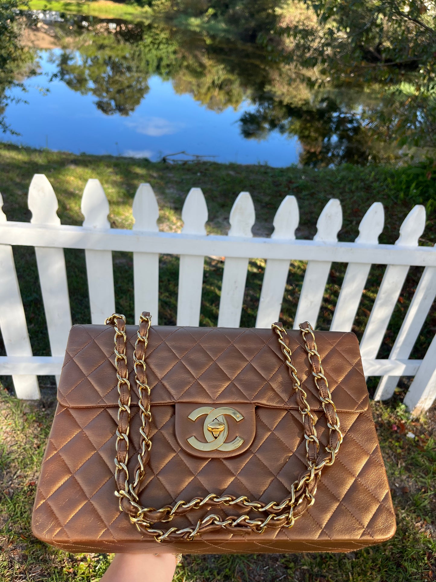 Chanel 1991 Bronze Maxi Lambskin Flap Bag