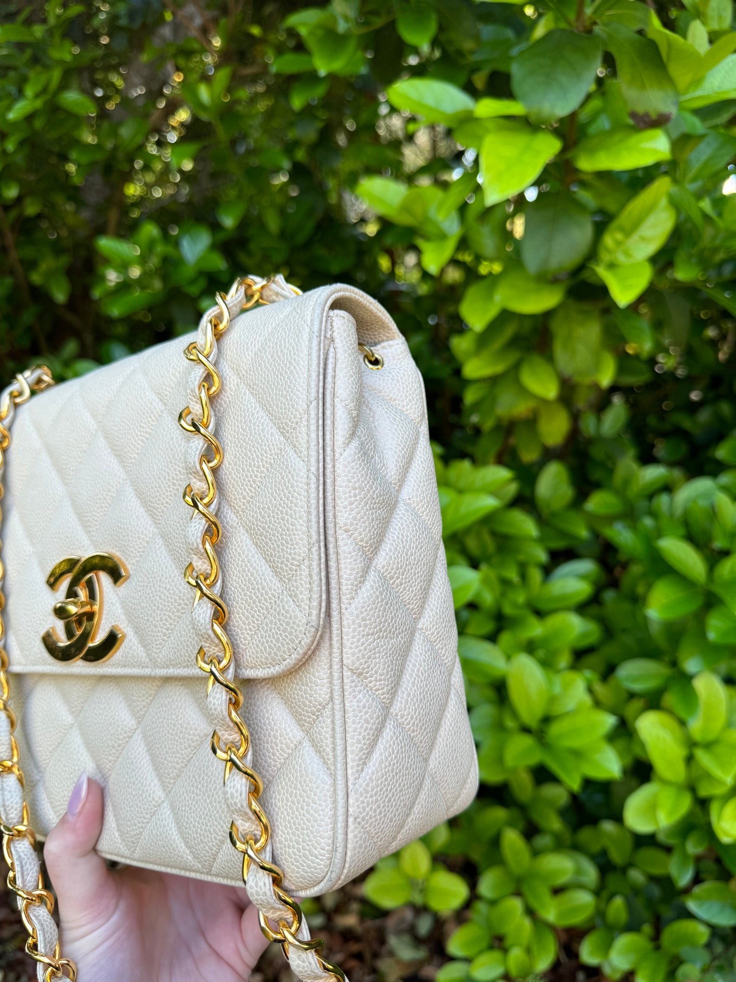 Chanel 1995 Large Diamond Quilted Caviar Flap