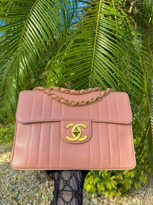 Chanel Light Pink Vintage Lambskin Jumbo Flap Bag