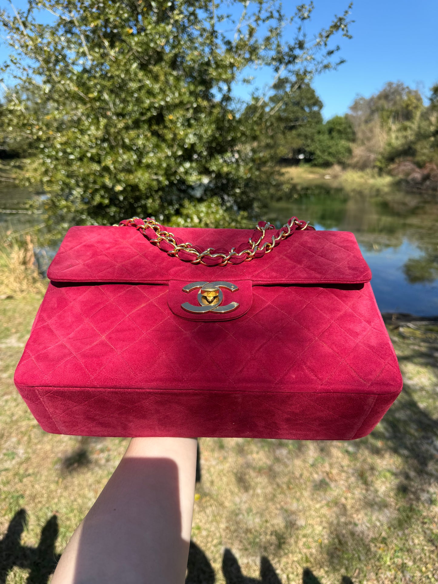 Chanel Mulberry Suede Maxi Flap Bag