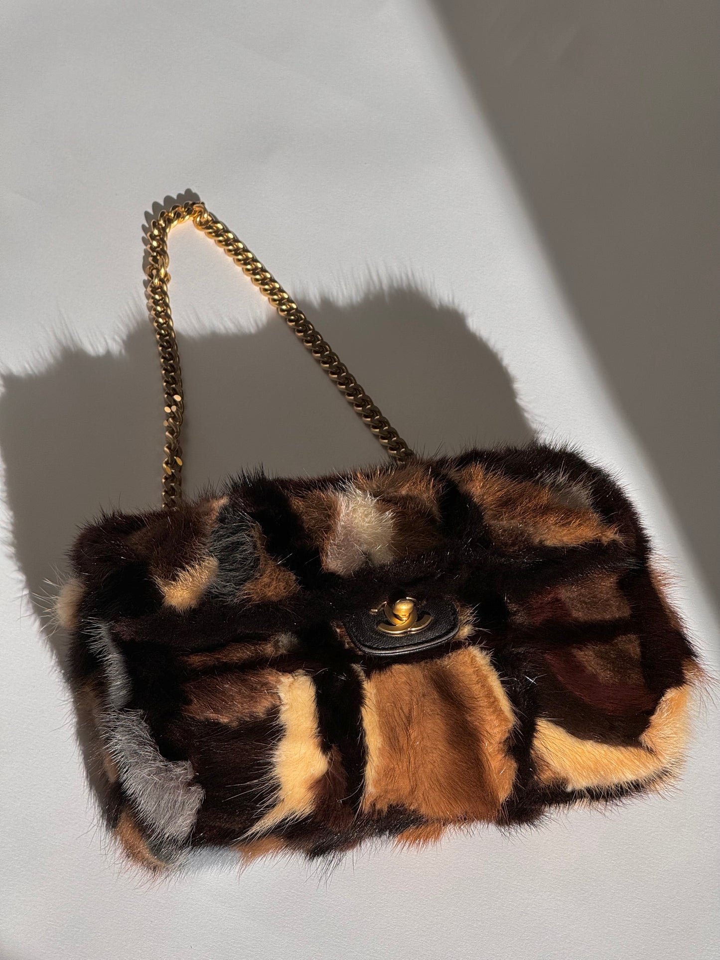 Chanel Multicolor Medium Mink Fur Single Flap Bag