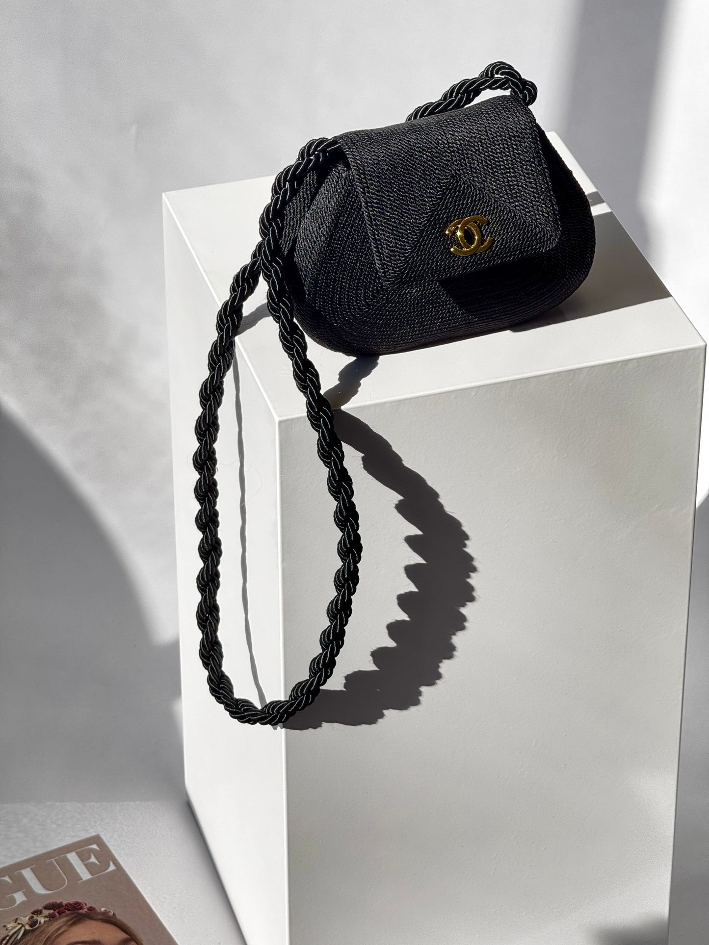 Chanel 1997 Limited Edition Black Cord Flap Bag