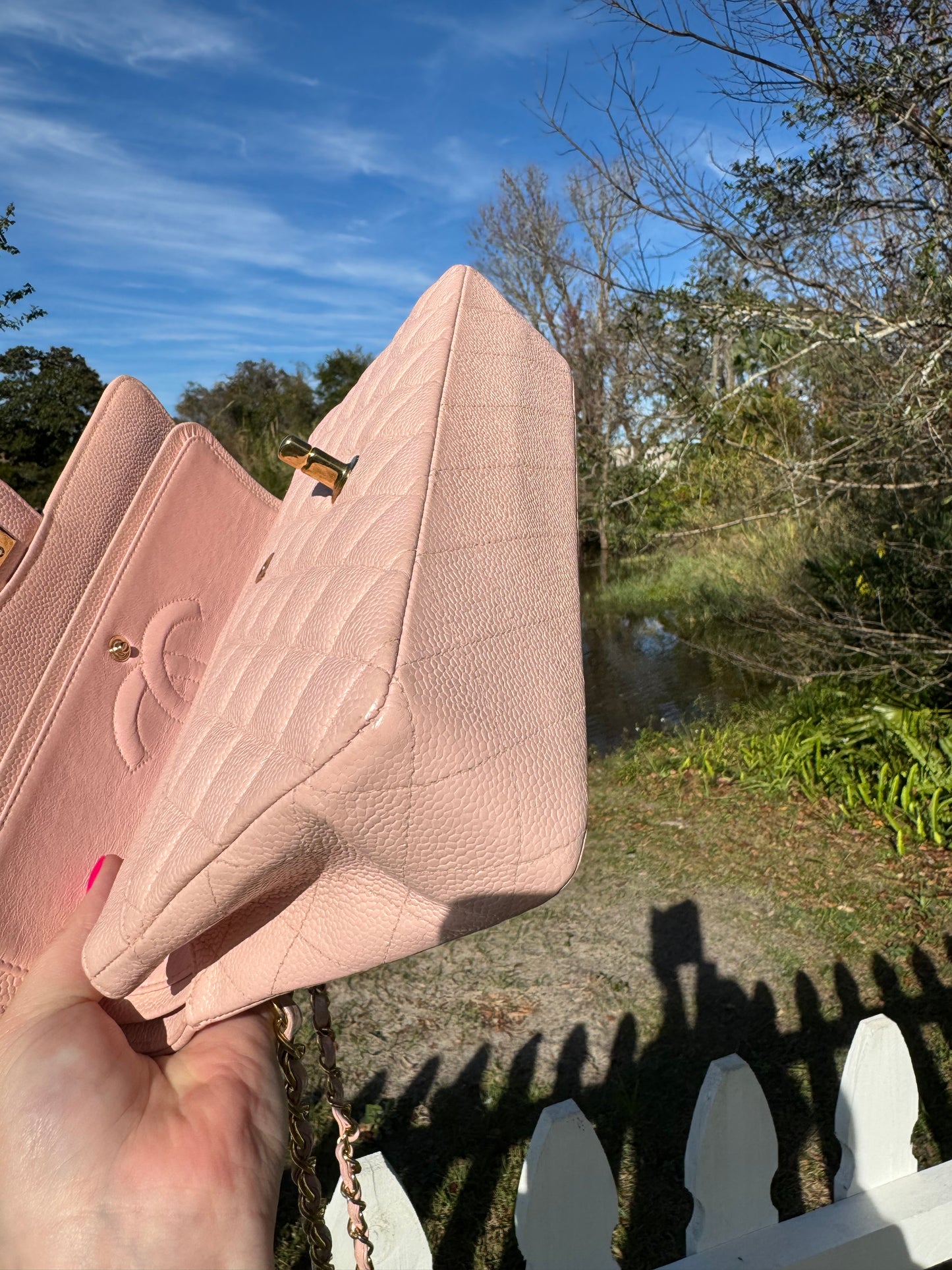 Chanel Light Pink Medium Vintage Caviar Classic Flap