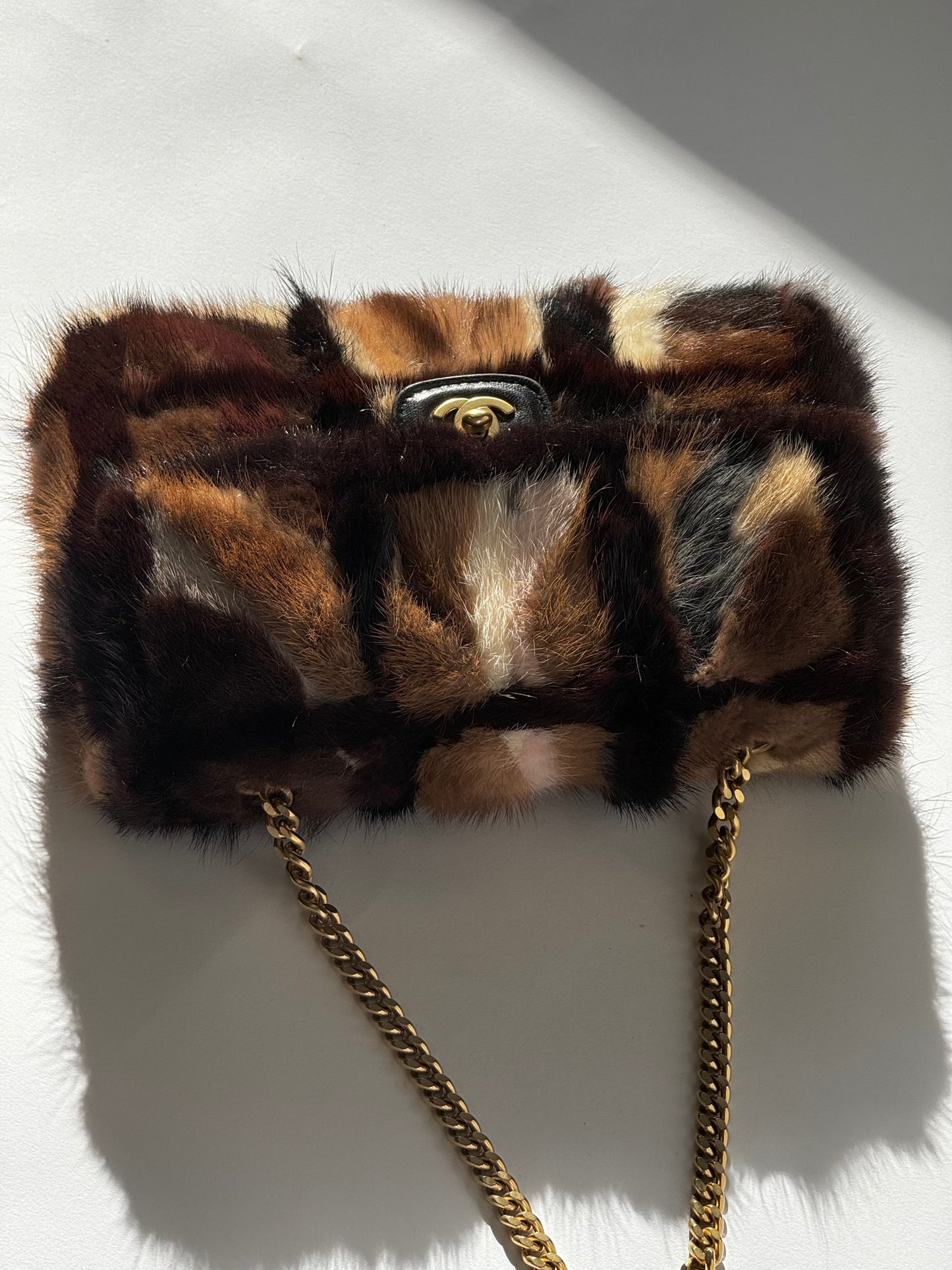 Chanel Multicolor Medium Mink Fur Single Flap Bag