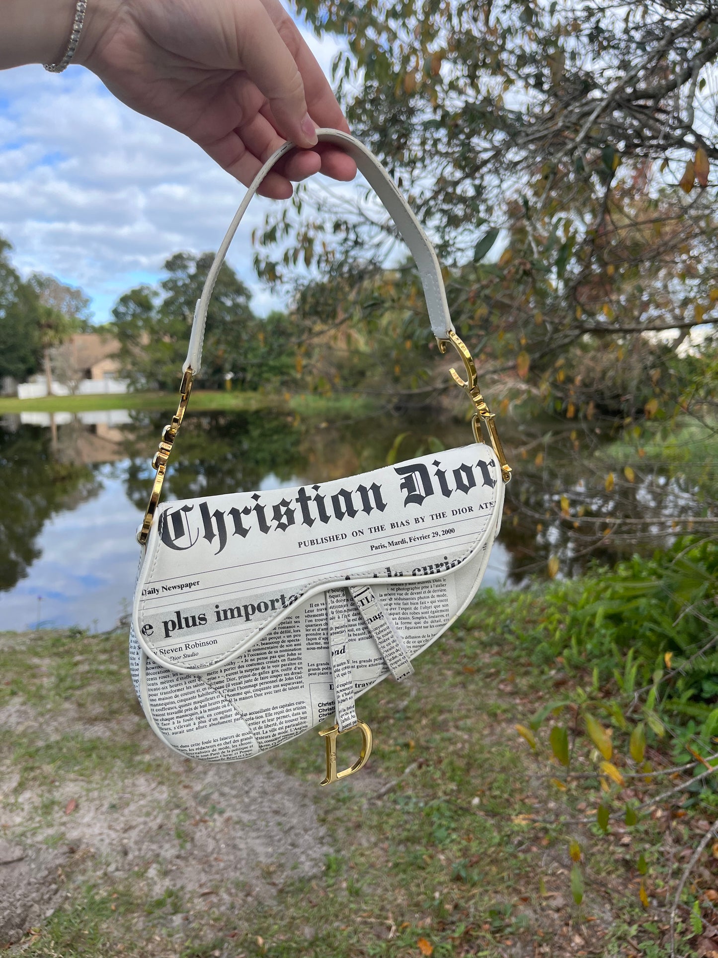 Christian Dior 2000 Newspaper Saddle Bag