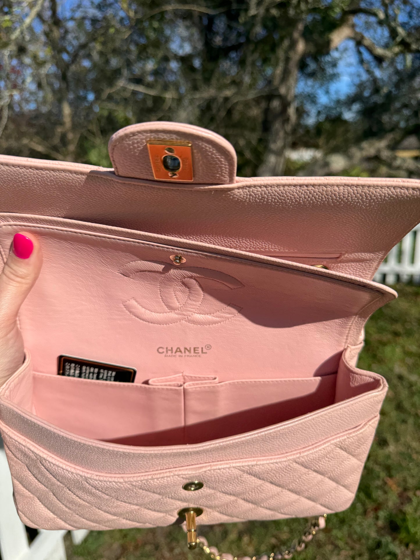 Chanel Light Pink Medium Vintage Caviar Classic Flap