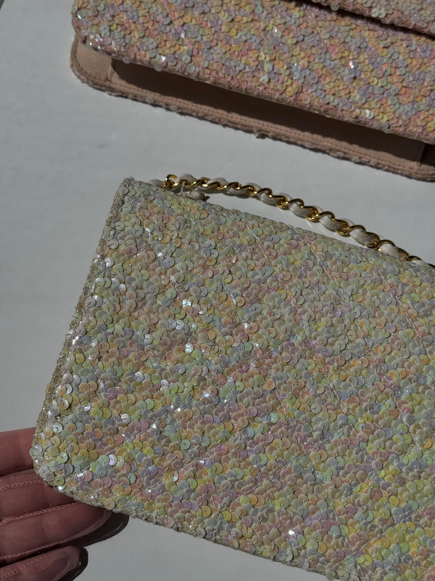 Chanel 1992 Medium Iridescent Sequin Flap Bag