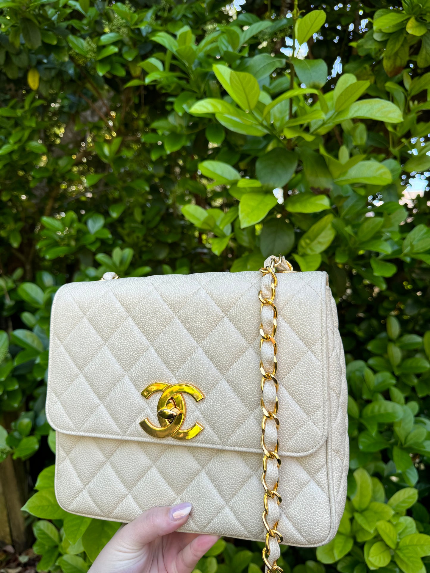 Chanel 1995 Large Diamond Quilted Caviar Flap