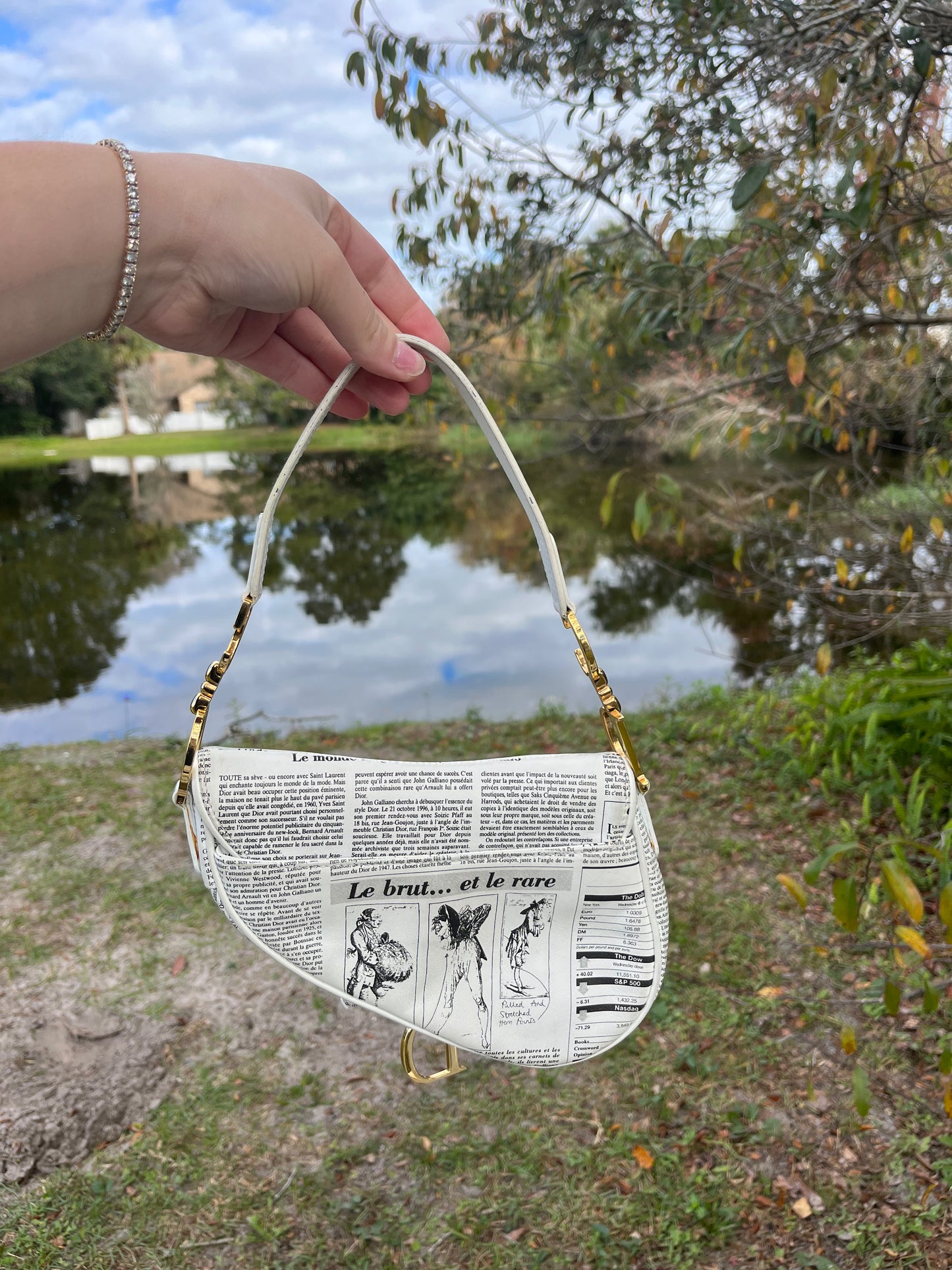 Christian Dior 2000 Newspaper Saddle Bag