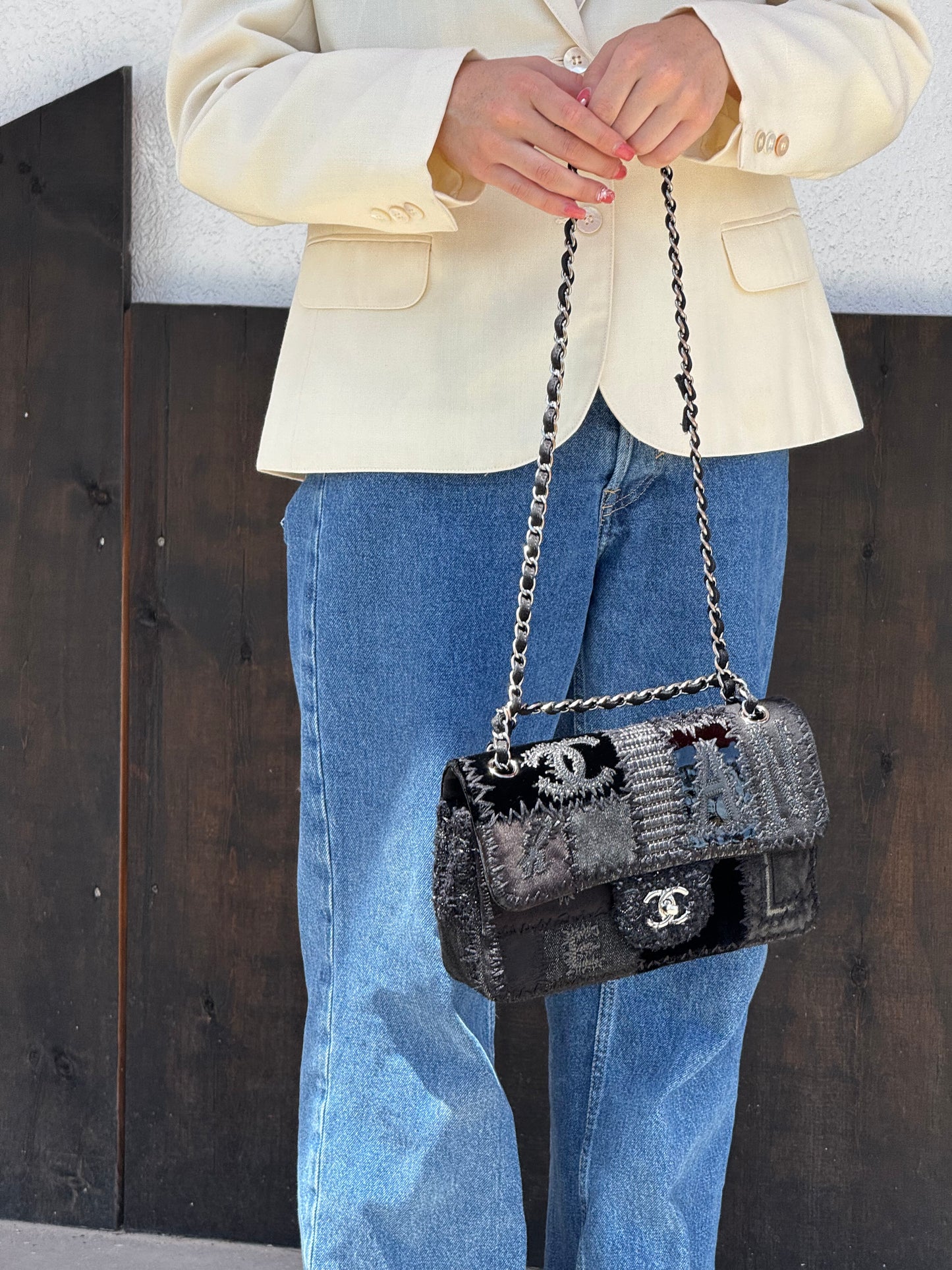 Chanel Black Patchwork Medium Single Flap Bag