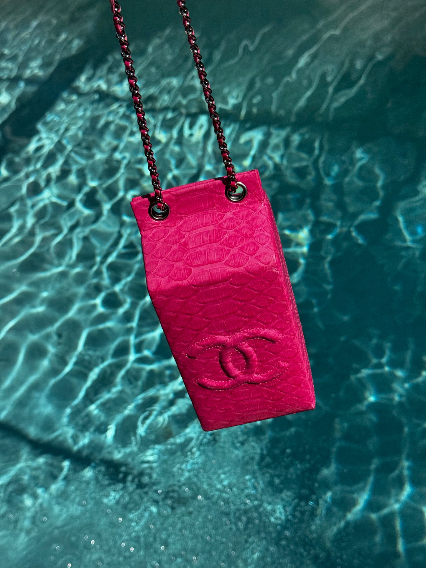 Chanel Pink Python Milk Carton Bag