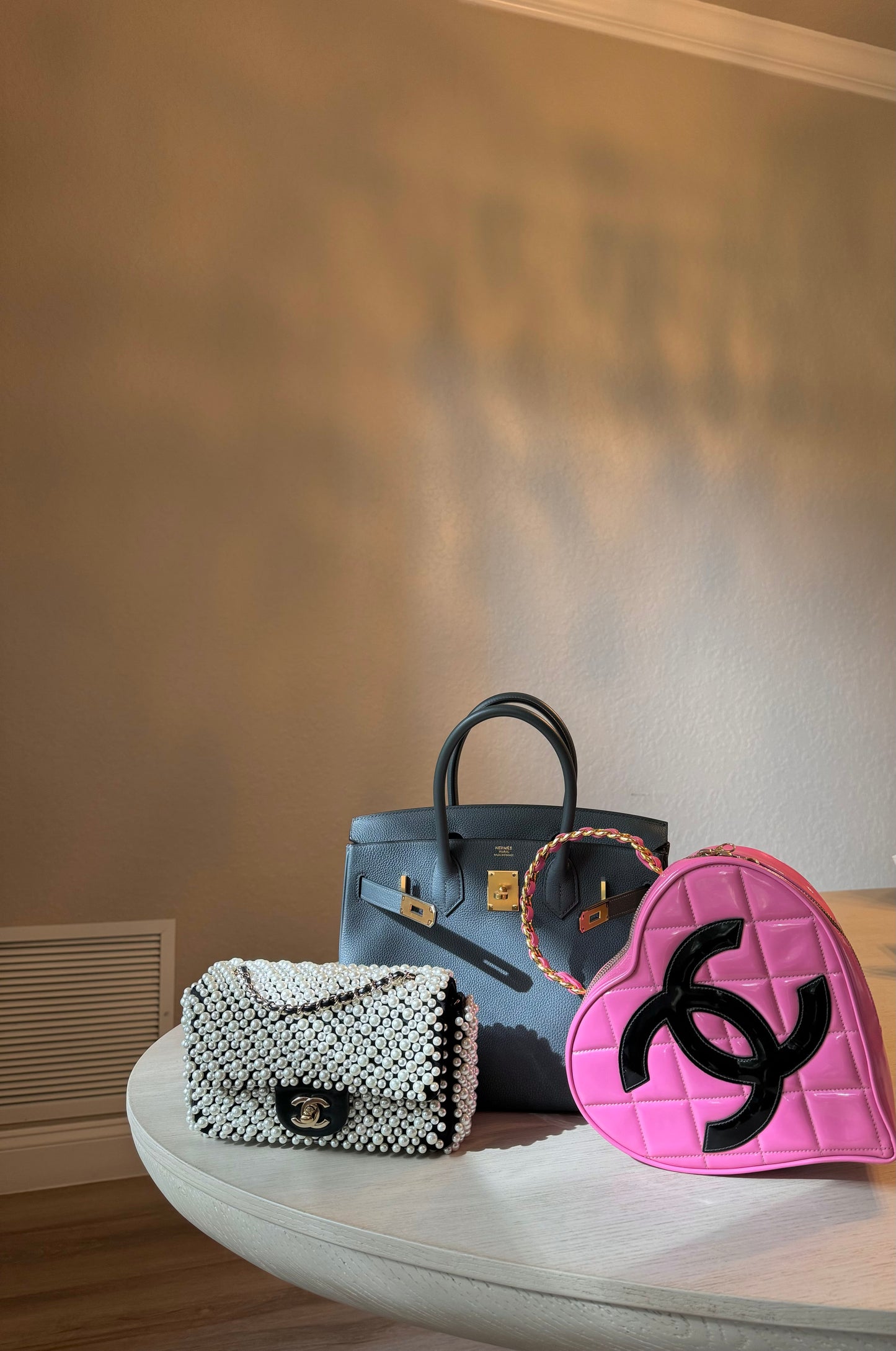 Chanel 1995 CC Barbie Pink Heart Vanity Bag