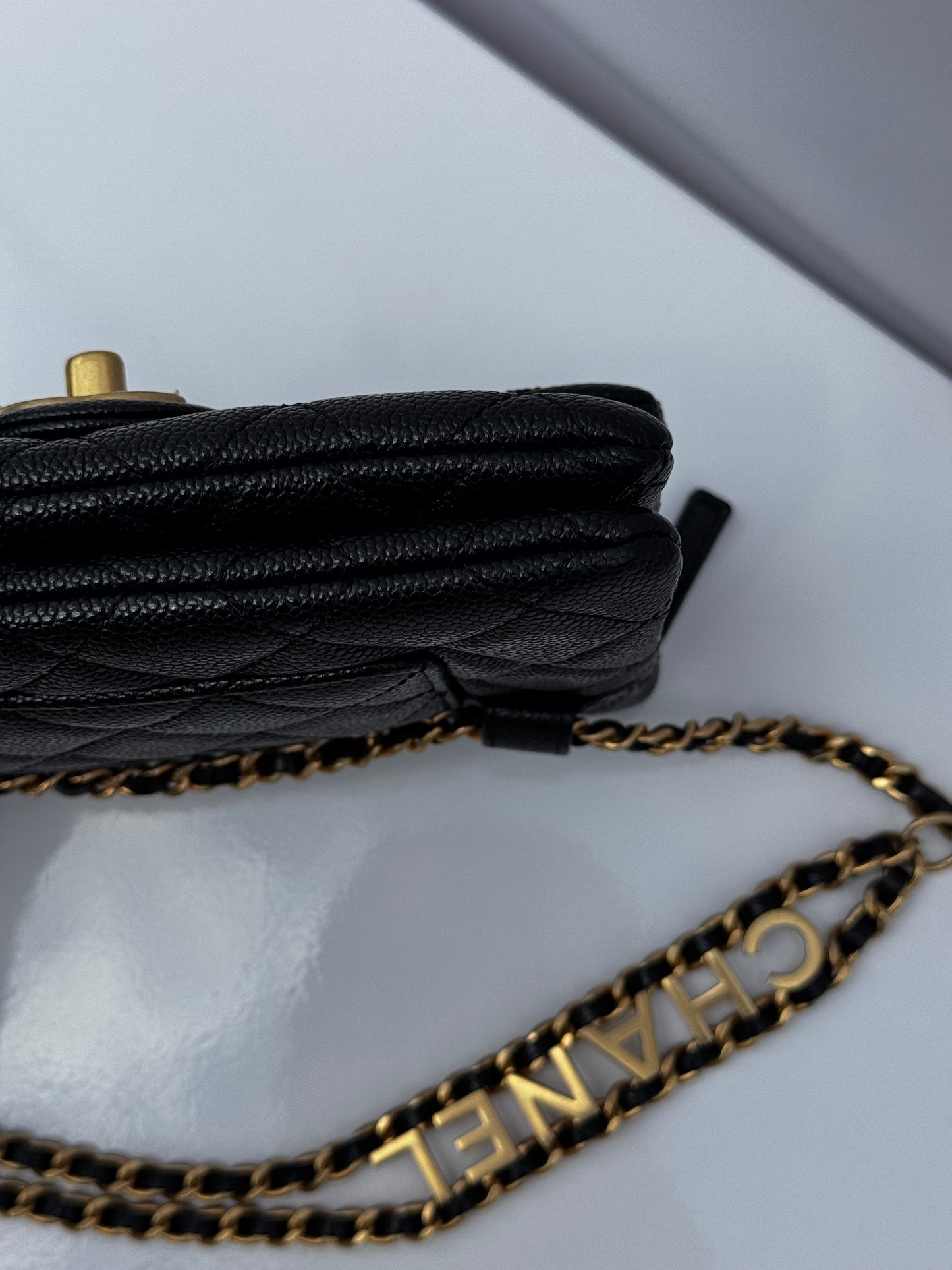 Chanel Black Shiny Caviar Pick Me Up Belt Bag