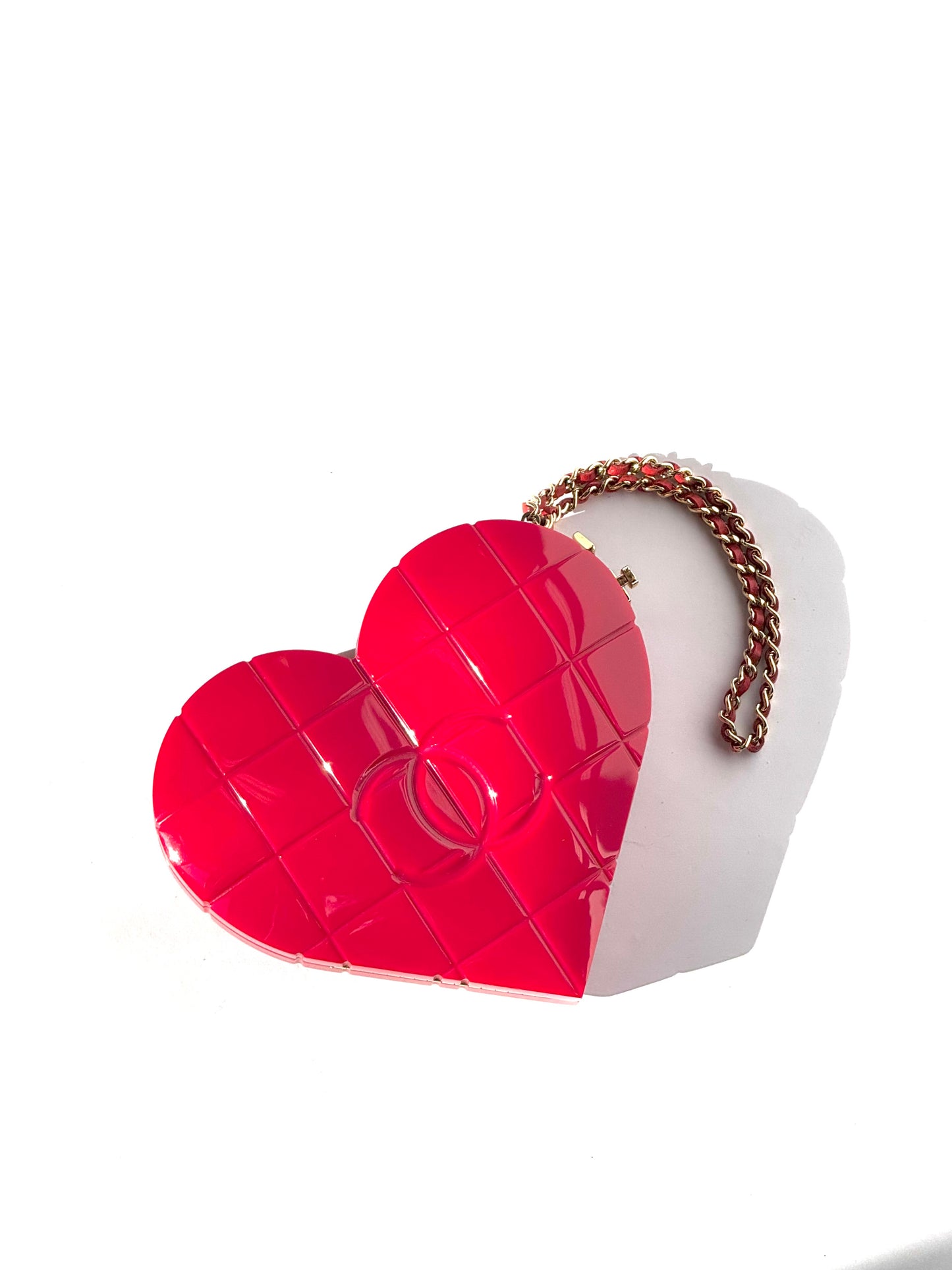 Chanel 2002 Red Lucite Heart Clutch