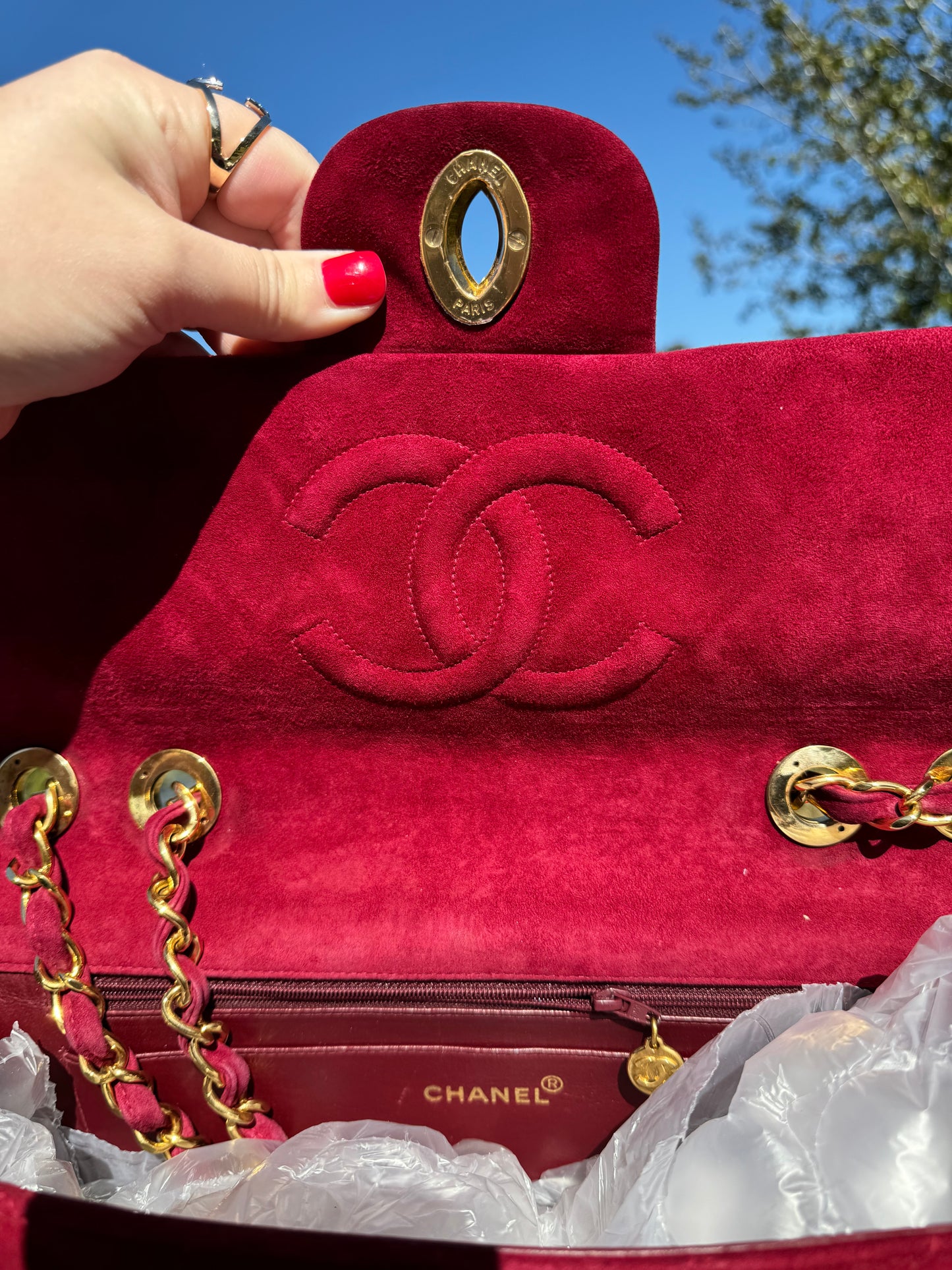Chanel Mulberry Suede Maxi Flap Bag