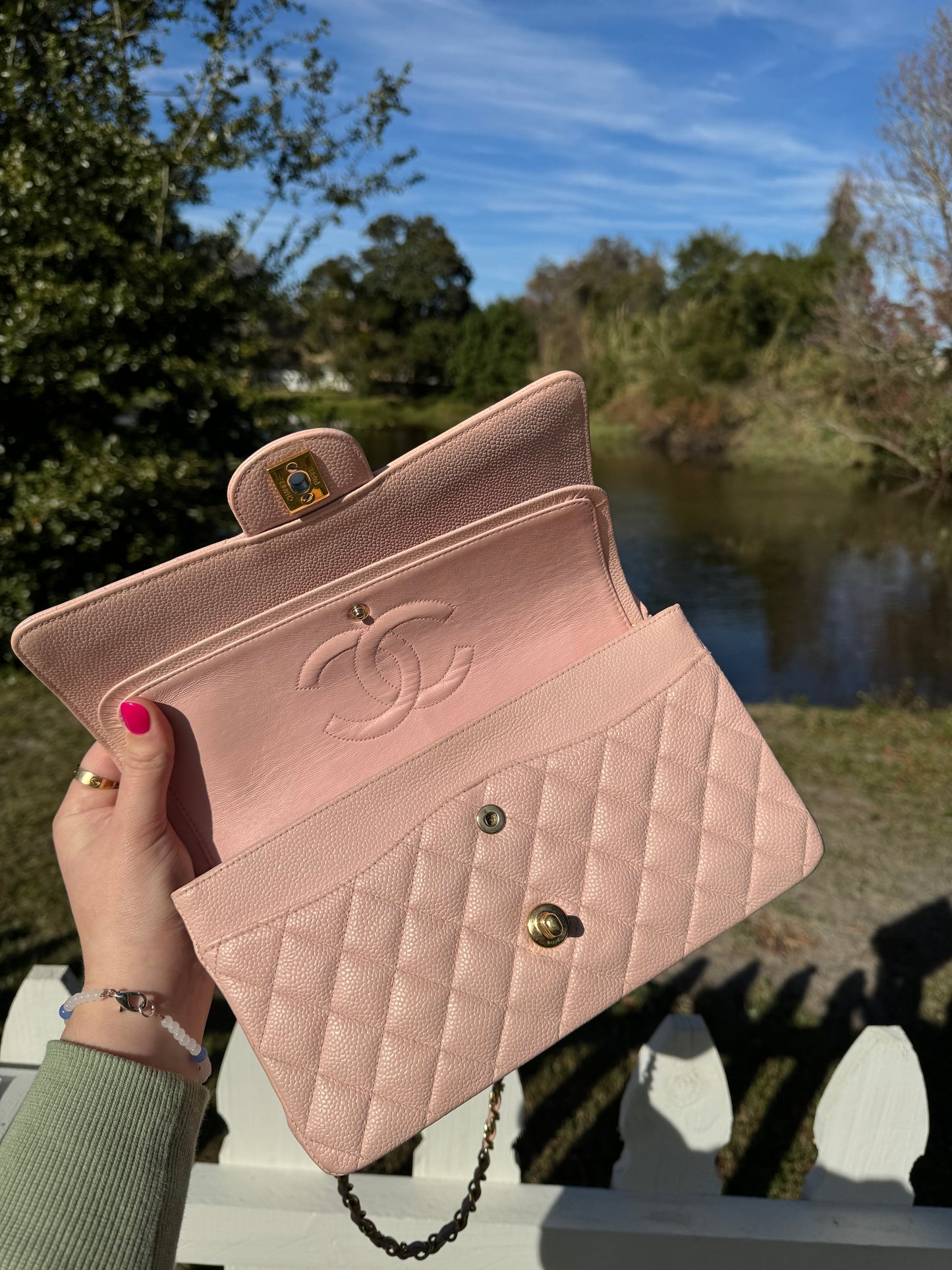 Chanel Light Pink Medium Vintage Caviar Classic Flap