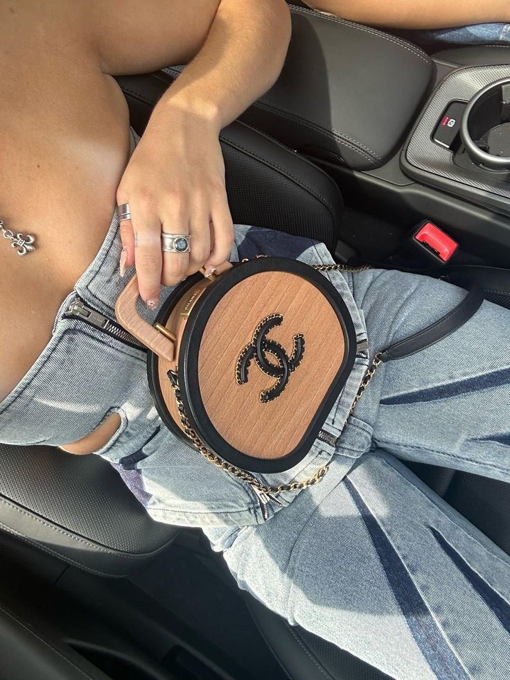 Chanel 2022 Round Beech Wood Vanity Case