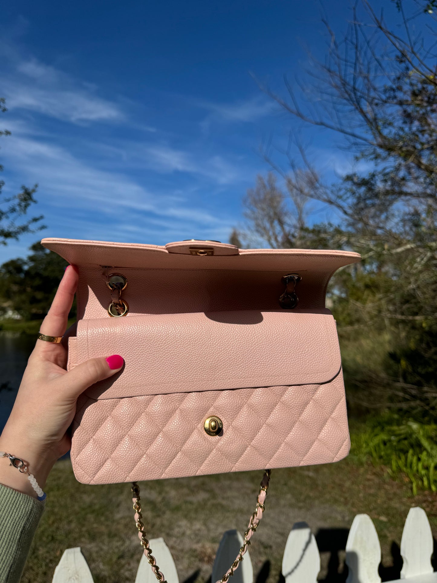 Chanel Light Pink Medium Vintage Caviar Classic Flap