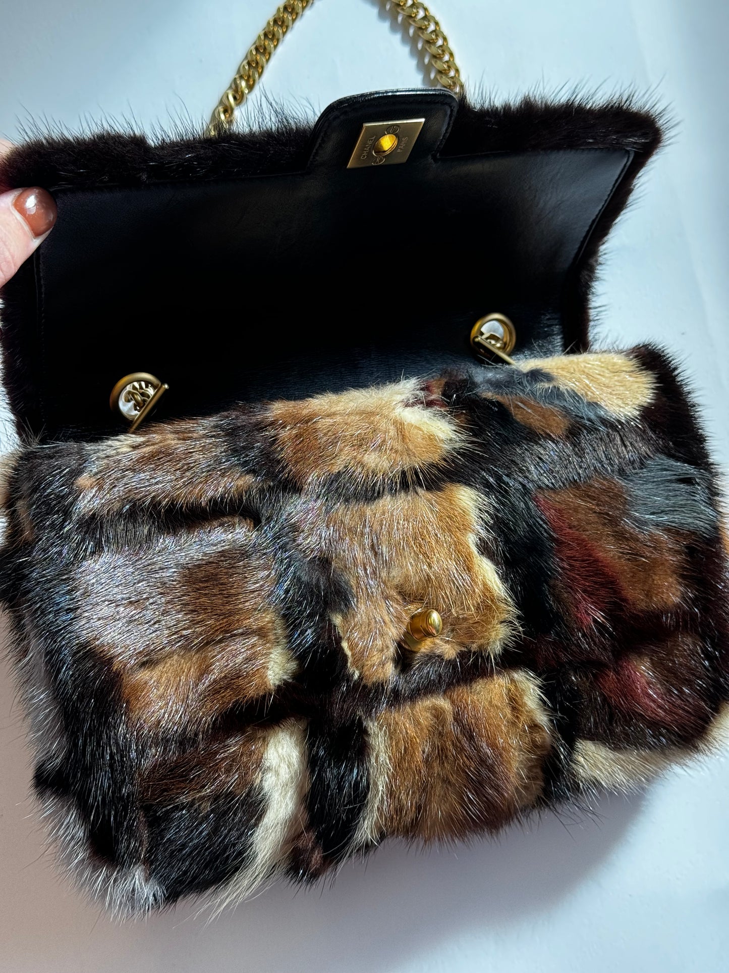 Chanel Multicolor Medium Mink Fur Single Flap Bag