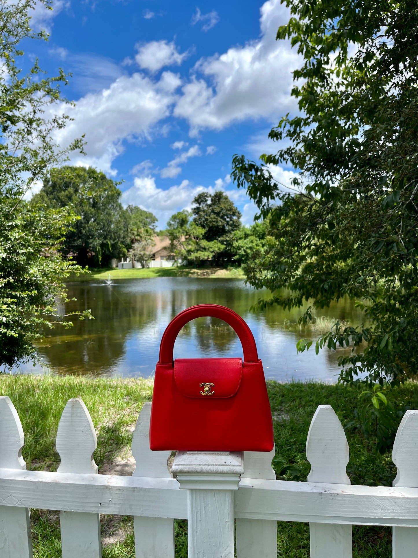Chanel Vintage Medium Red Caviar Kelly Top Handle