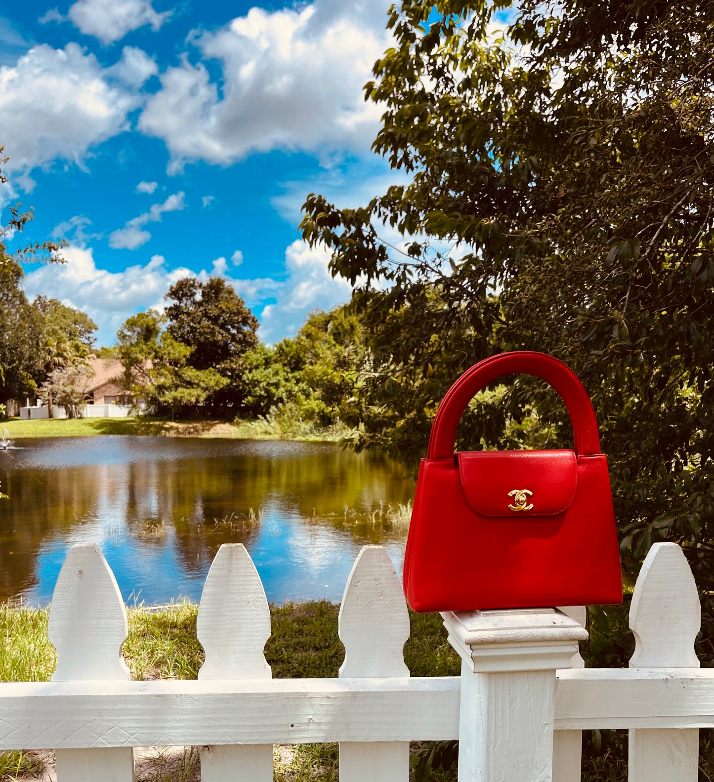 Chanel Vintage Medium Red Caviar Kelly Top Handle