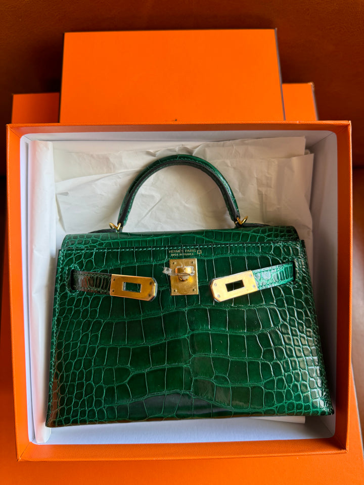Hermes Emerald Alligator Mini Kelly