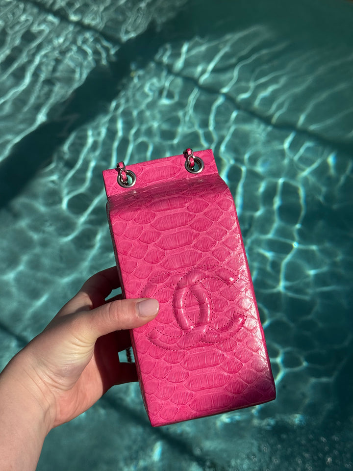 Chanel Pink Python Milk Carton Bag