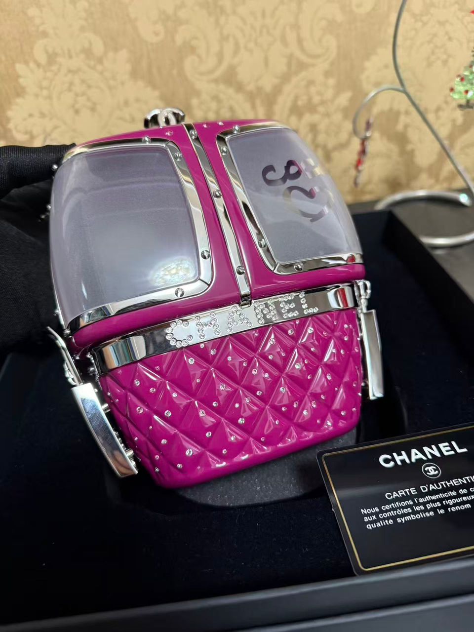 Chanel Limited Edition Pink Ski Gondola Swarovski Minaudiere