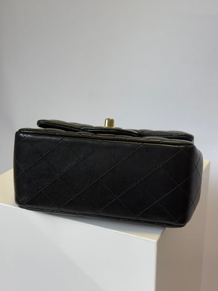 Chanel 2024 Black Mini Lambskin Square Flap Bag