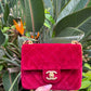 Chanel Red Mini Velvet Enamel Flap Bag