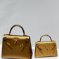 Hermes Mini Sellier Gold Metallic Chevre Dore Kelly 20