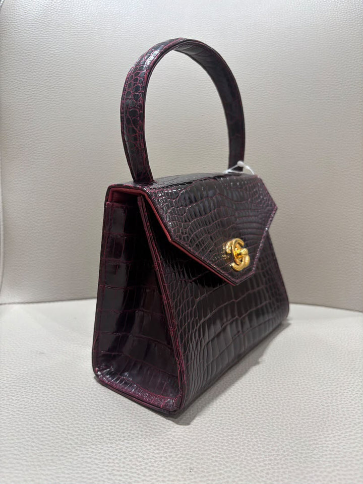 Chanel Mini Kelly Top Handle Bag Bordeaux Alligator 24K Gold-Plated Hardware 1997