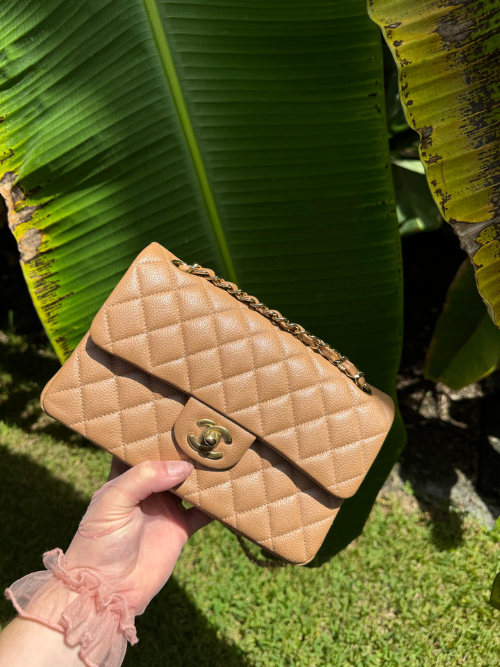 Chanel 18S Small Dark Beige Caviar Double Flap