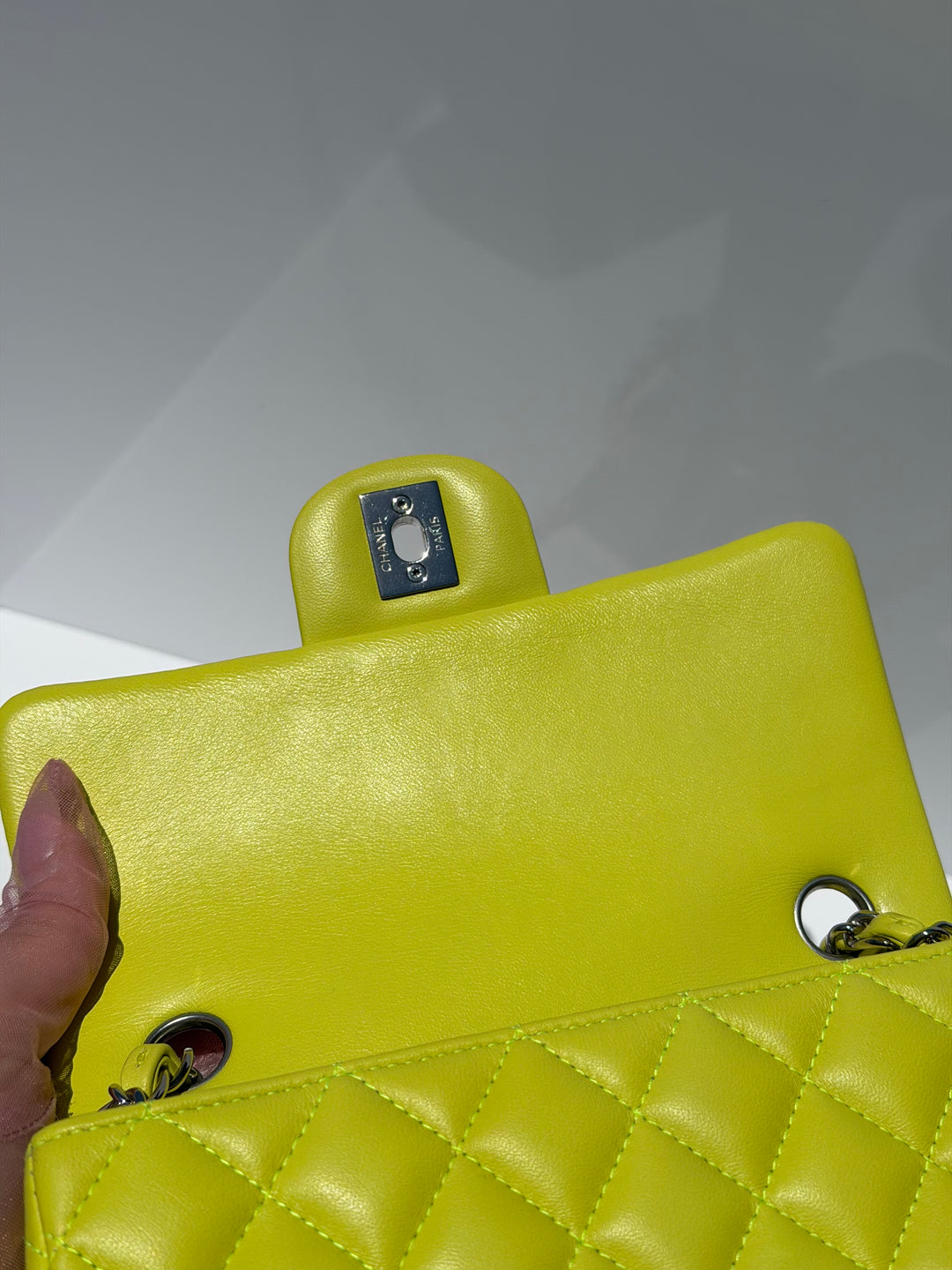 Chanel 21S Mini Classic Flap Lambskin Yellow Silver Hardware