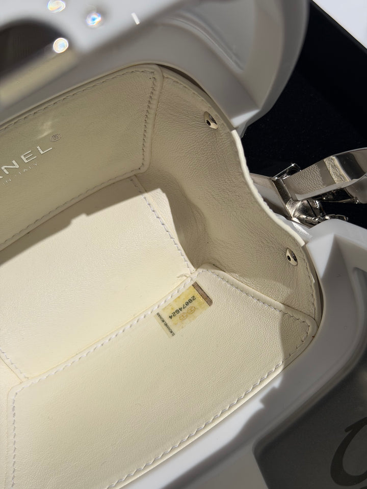 Chanel Ski Gondola Swarovski Minaudière White Silver Hardware 2019