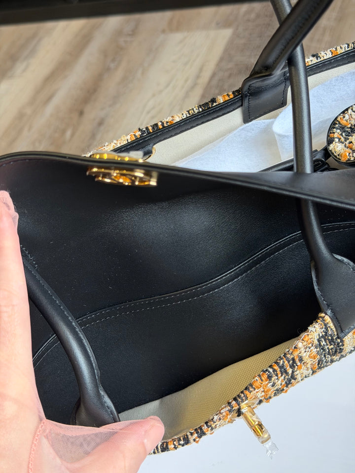 Chanel Small Shopping Bag Brown Black & White Leopard Tweed & Calfskin Gold Tone Hardware 2026