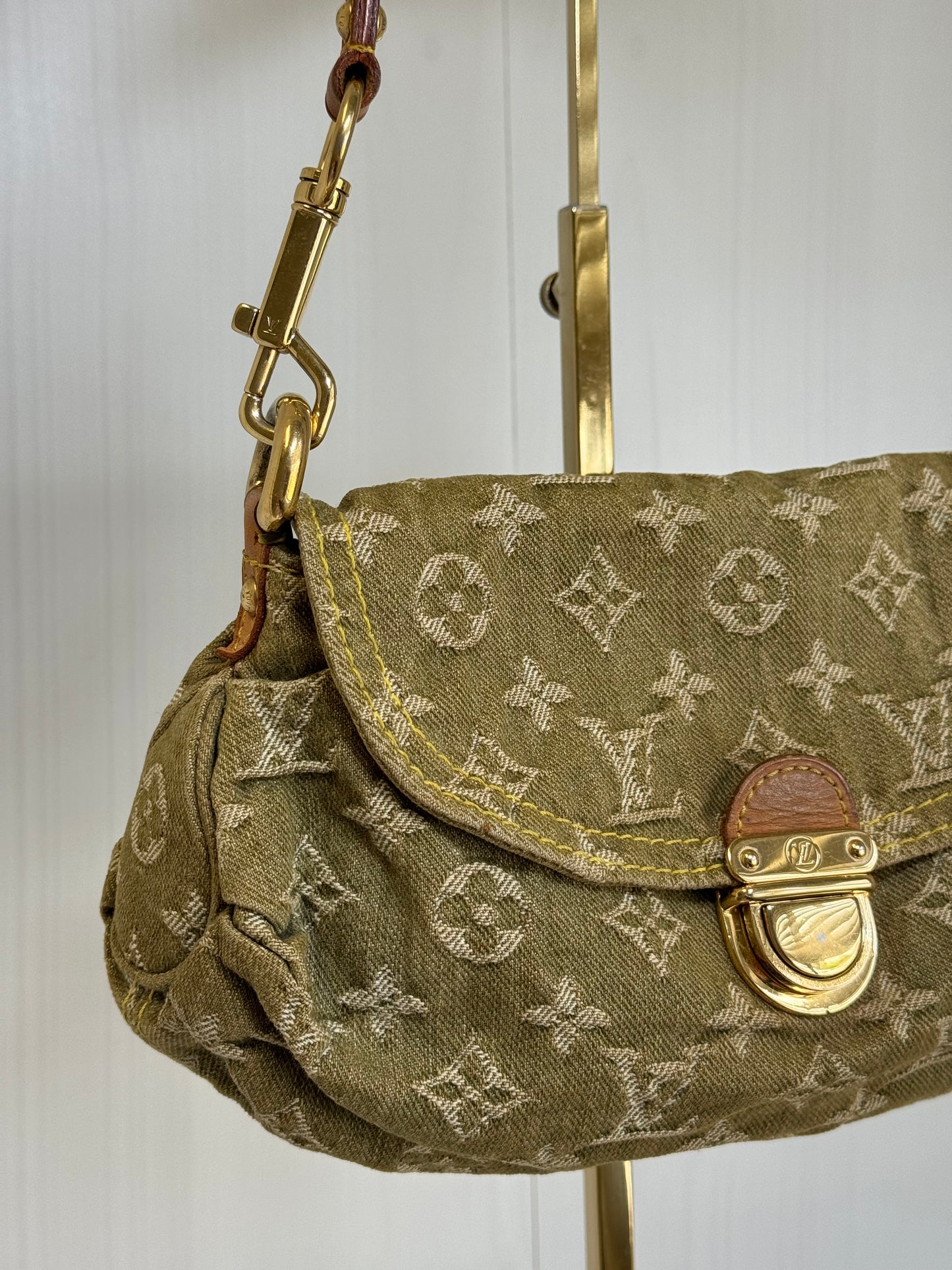 Louis Vuitton Green Monogram Denim Mini Pleaty + Coin Pouch