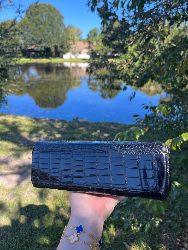 Chanel Vintage Small Crocodile Top Handle Flap Bag