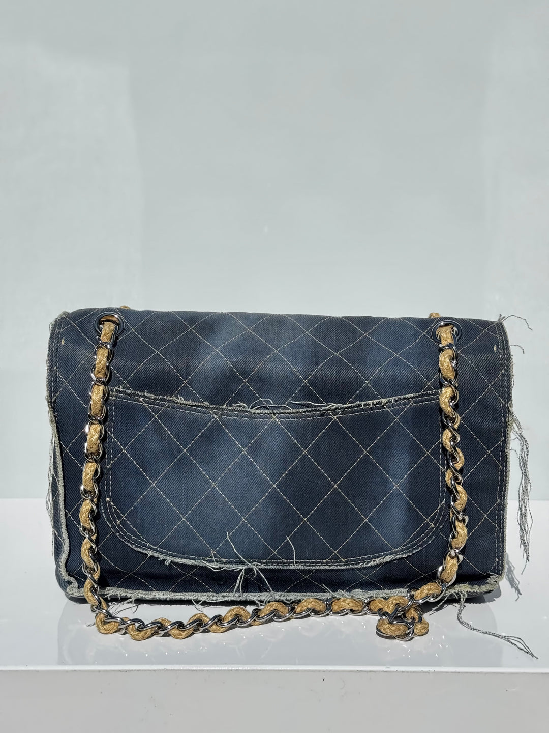 Chanel Denim Paris Dubai Jumbo Pom-Pom Flap