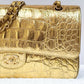 Chanel Metallic Gold Croc Embossed Medium Classic Flap Bag