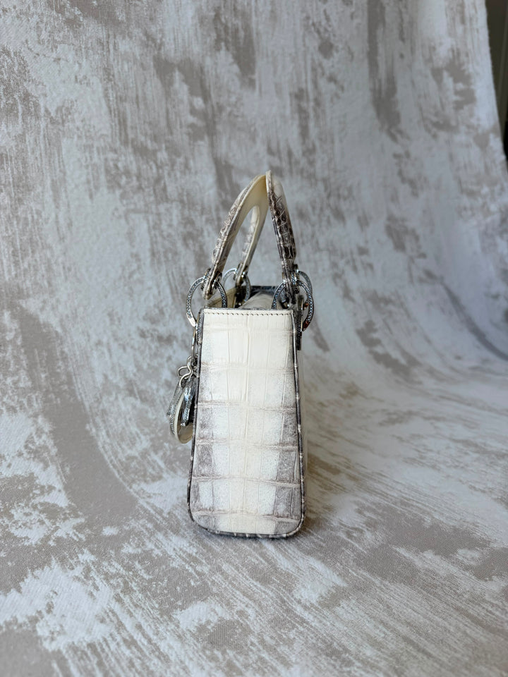 Dior Himalayan Crocodile Mini Lady Dior Top Handle Diamond Gold Hardware 2022