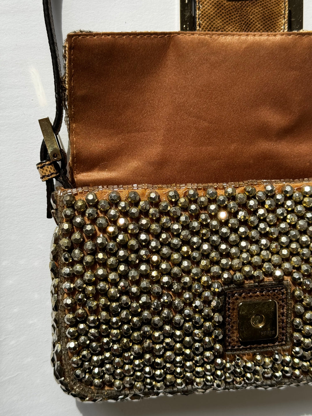 Fendi Mini Karung Trimmed Embellished Baguette