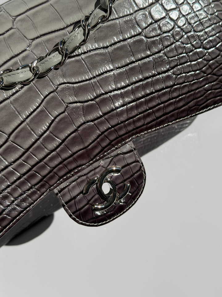 Chanel Jumbo Flap Grey & Black Ombre Alligator Silver Hardware 2015