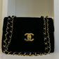 CHANEL 1995 VINTAGE BLACK VELVET JUMBO CLASSIC FLAP