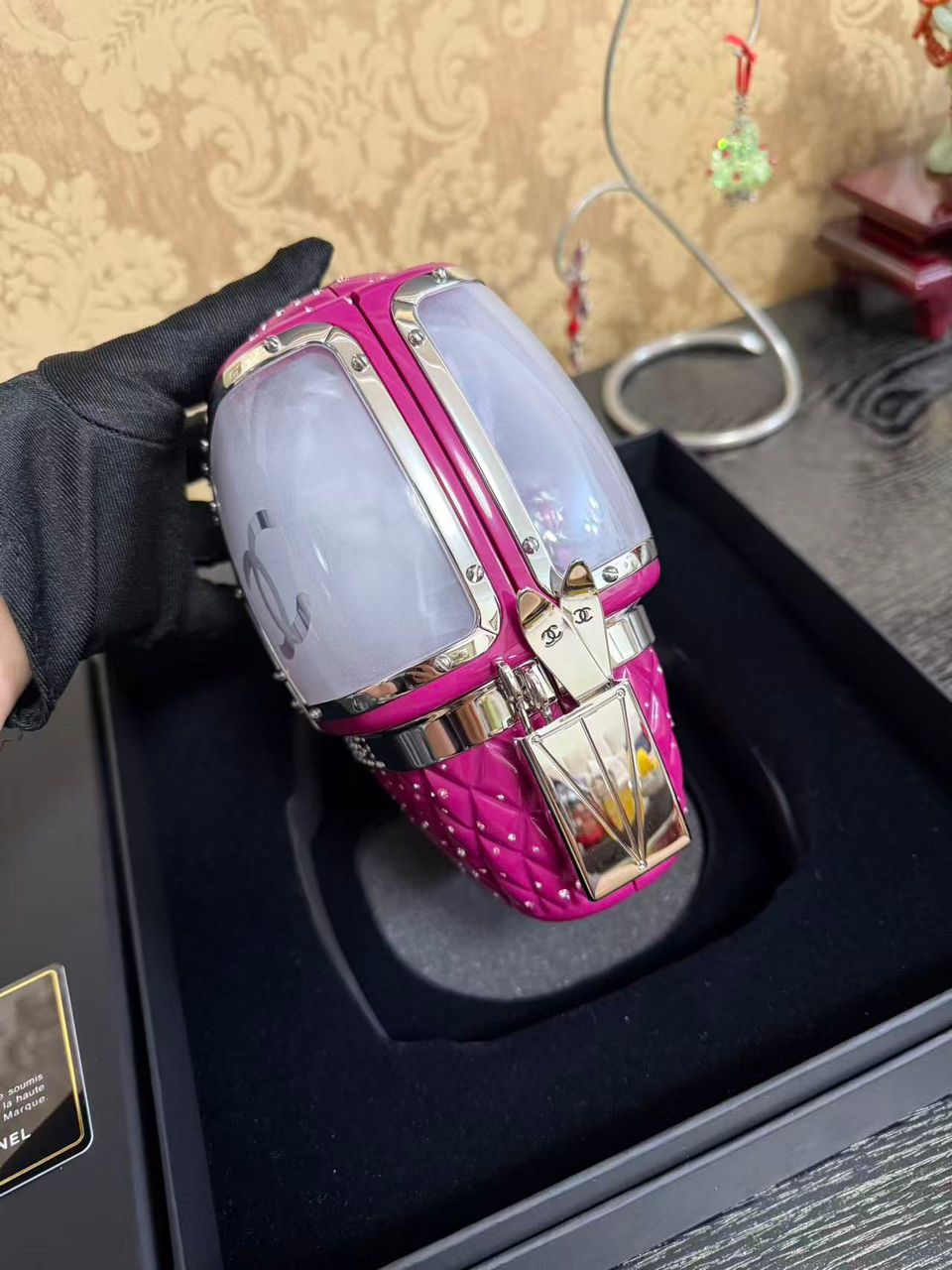 Chanel Limited Edition Pink Ski Gondola Swarovski Minaudiere