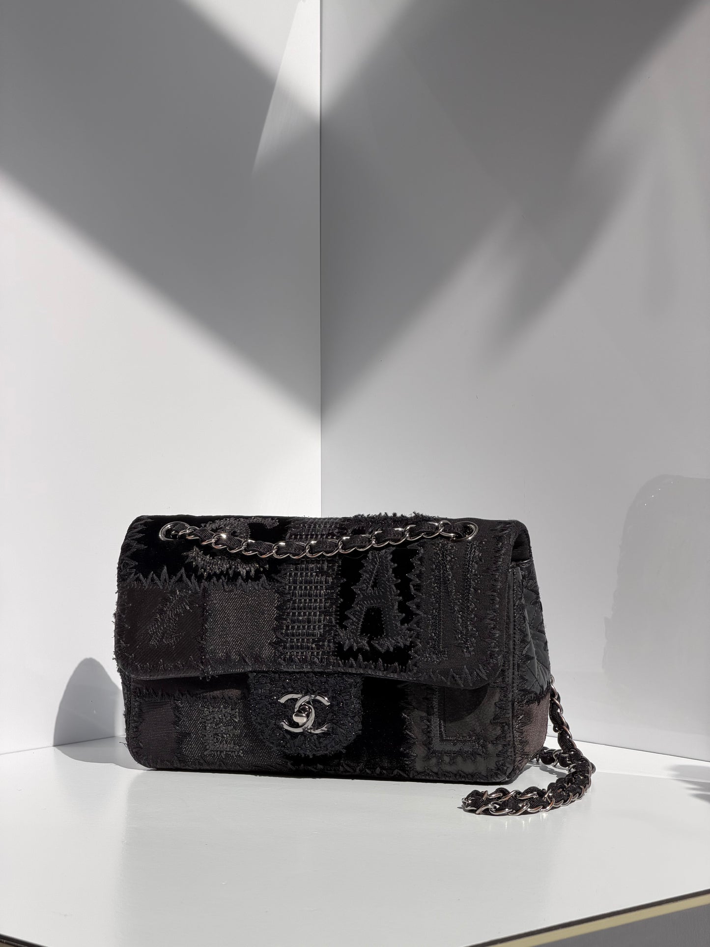 Chanel Black Patchwork Medium Single Flap Bag