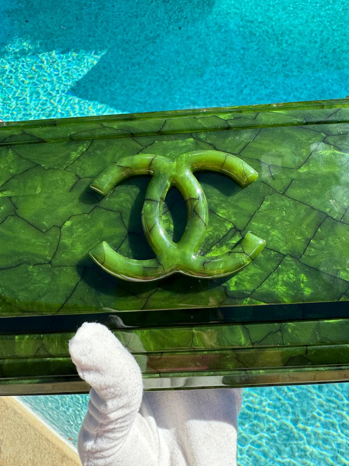 Chanel RARE Green Tortoise Minaudiere Crossbody