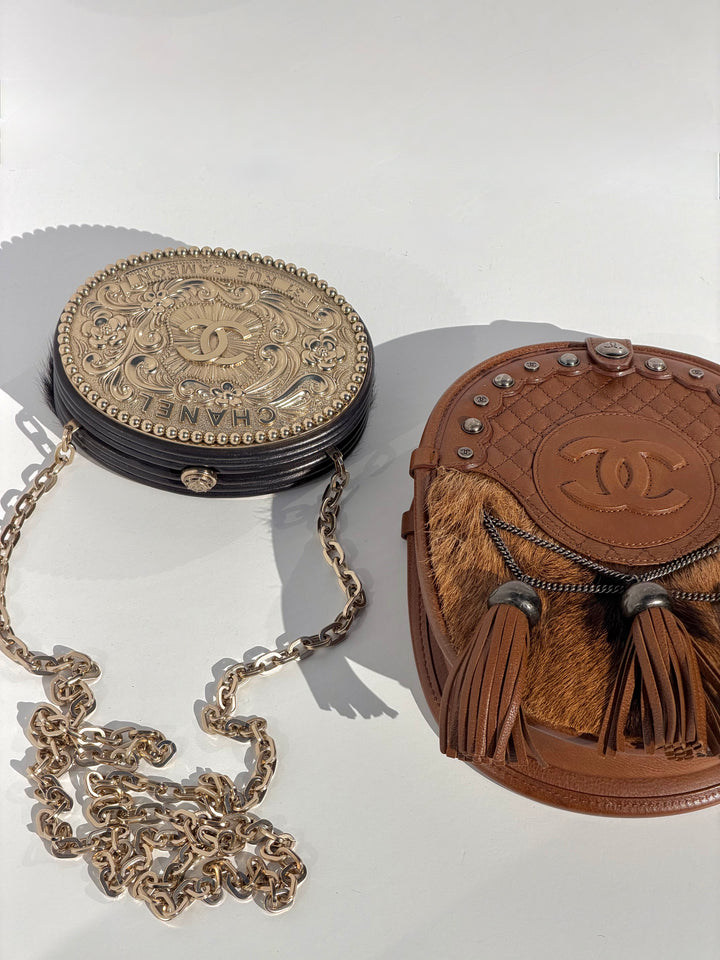 Chanel Paris-Dallas Belt Buckle Minaudière Black Lambskin & Pony Hair Gold & Palladium Hardware 2014