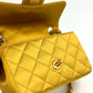 Chanel Gold Satin Mini Rectangle Flap