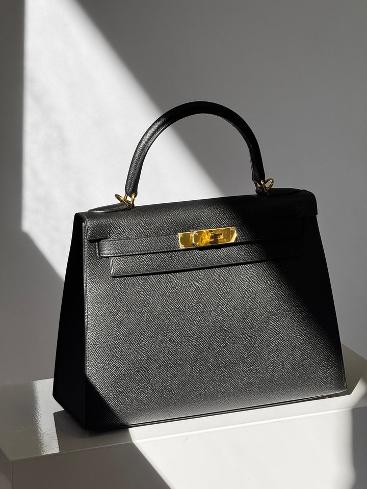 Hermes 2021 Black Noir Sellier Epsom Kelly 28